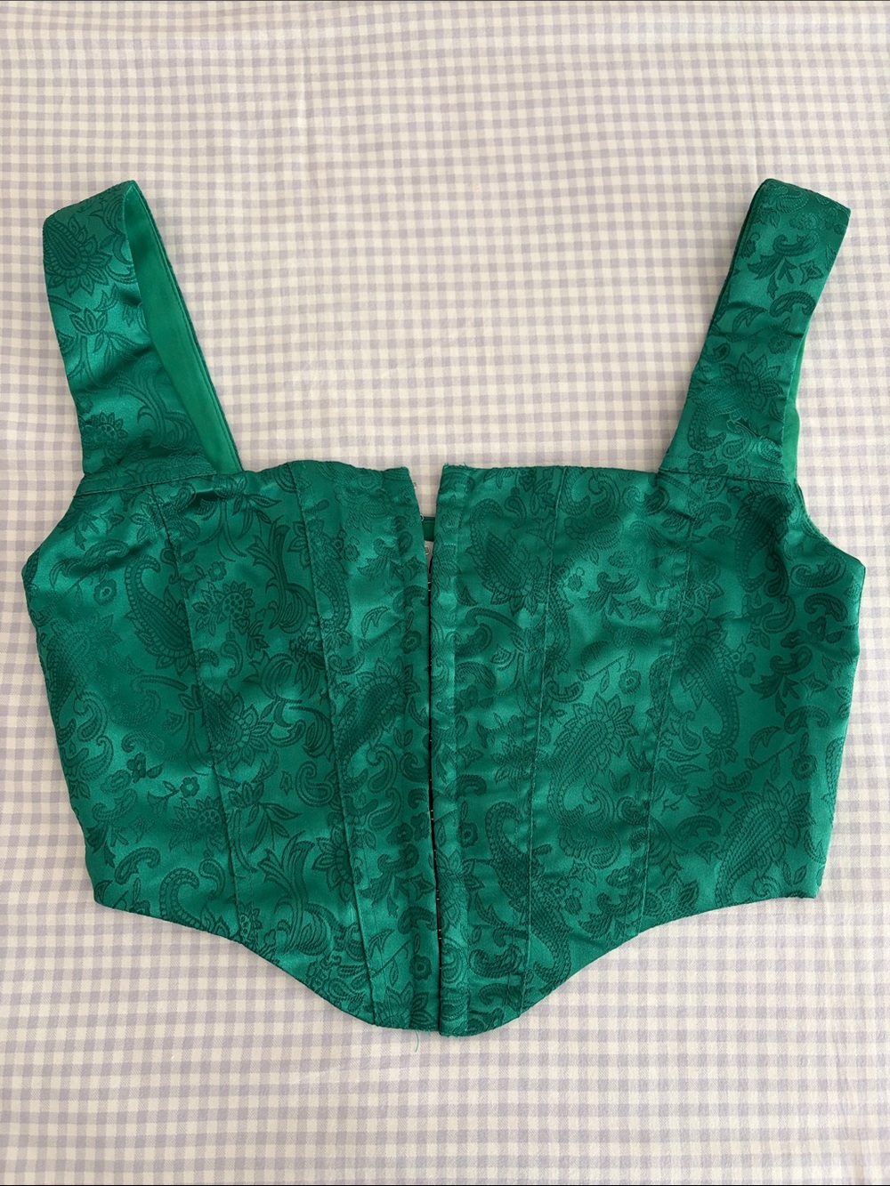 Emerald Green Brocade Corset Top